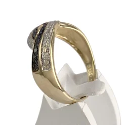 Bague d'occasion or 750 2 tons diamants blancs et noirs traités