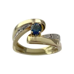 Bague d'occasion or 750 2 tons diamants saphir