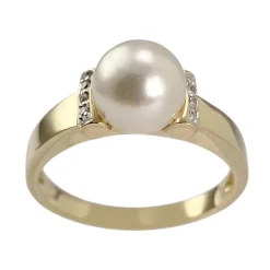 Bague d'occasion  or 750 2 tons diamant perle de culture