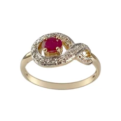 Bague d'occasion  or 750 2 tons diamants rubis