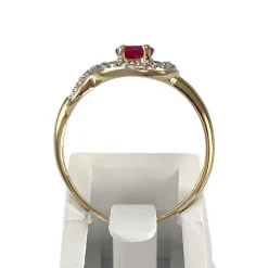 Bague d'occasion  or 750 2 tons diamants rubis