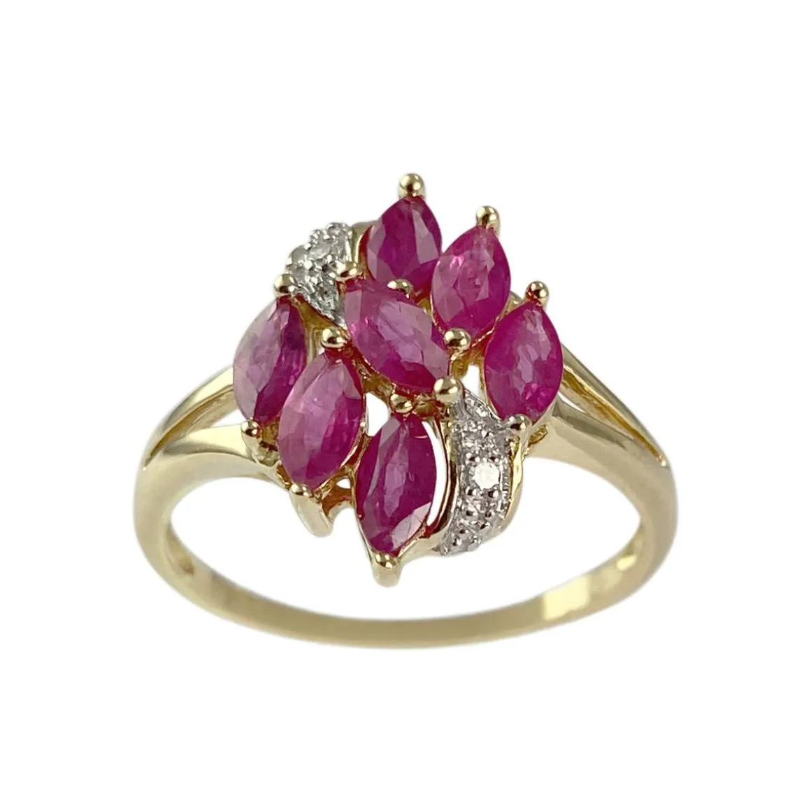 Bague d'occasion or 750 2 tons diamants, rubis