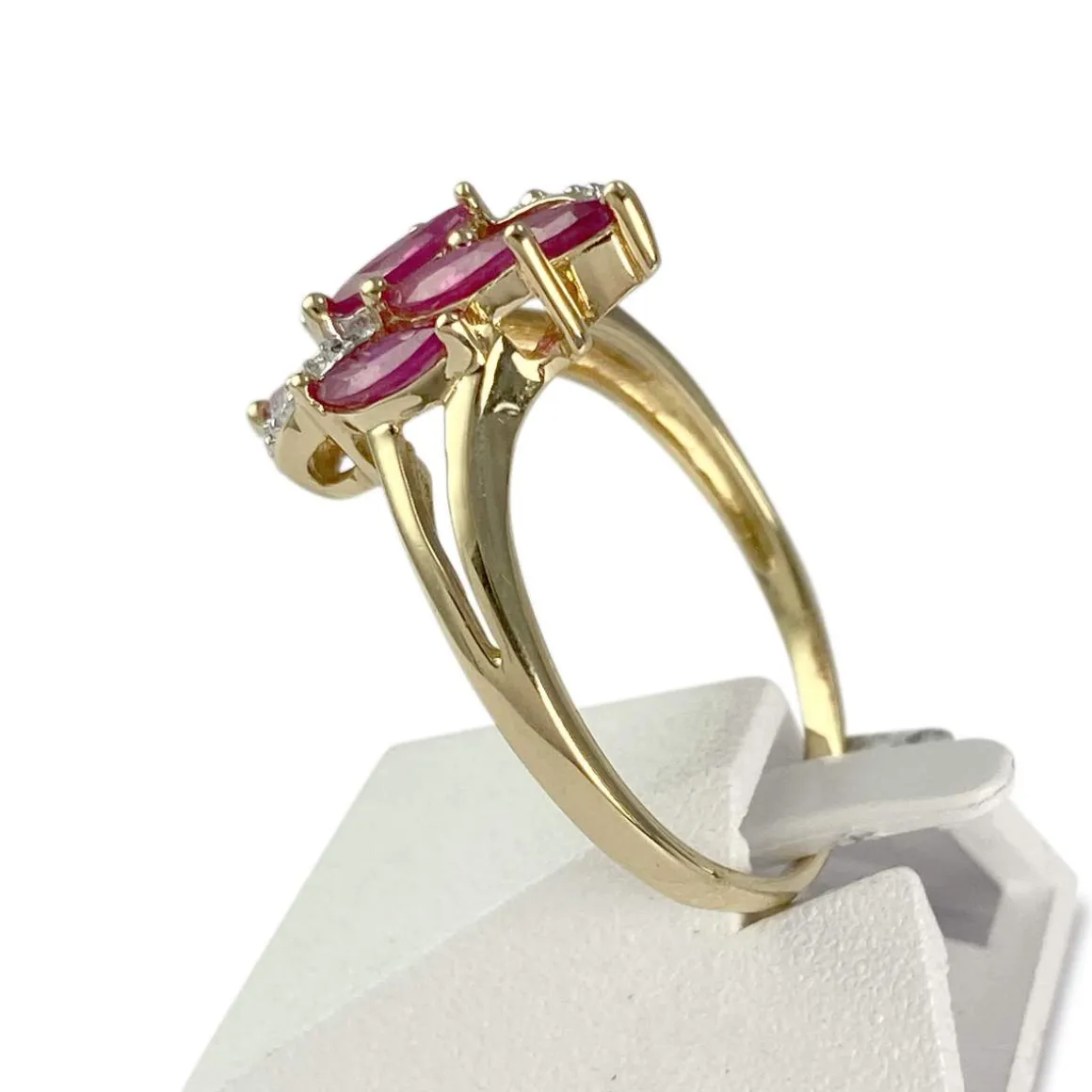 Bague d'occasion or 750 2 tons diamants, rubis