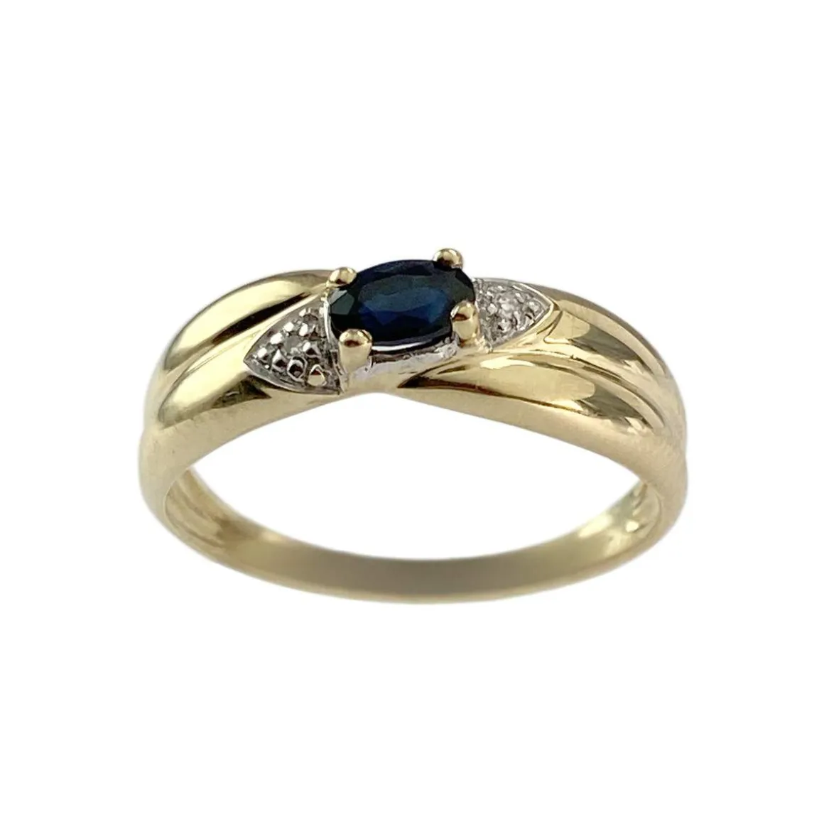 Bague d'occasion or 750 2 tons diamants saphir