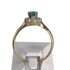 Bague d'occasion or 2 tons 750 emeraude diamant