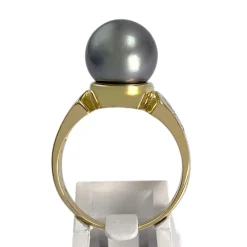 Bague d'occasion or 750 2 tons jaune perle de tahiti diamants