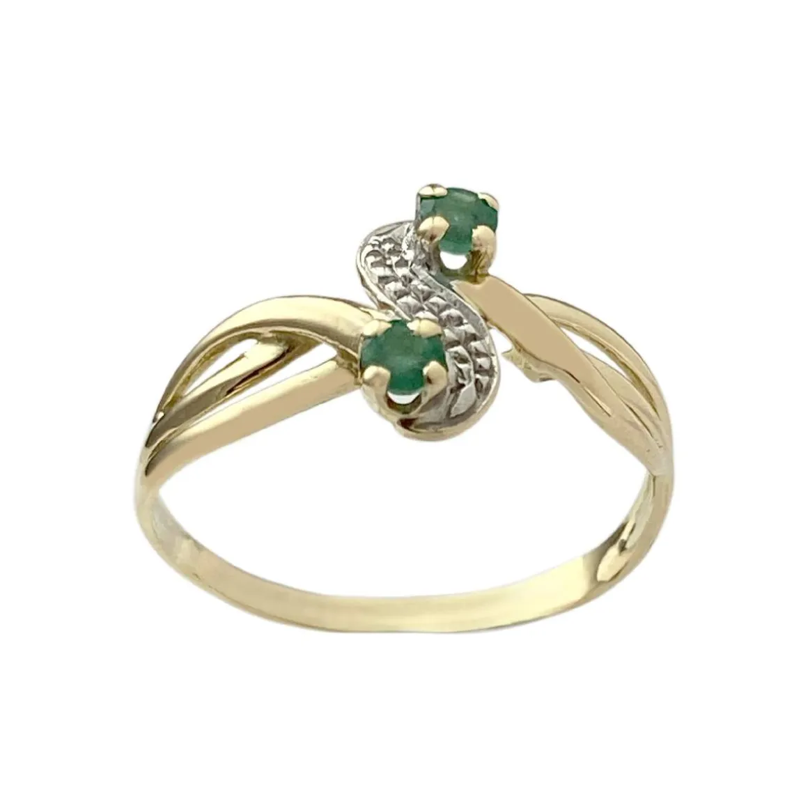 Bague d'occasion or 750 2 tons émeraude