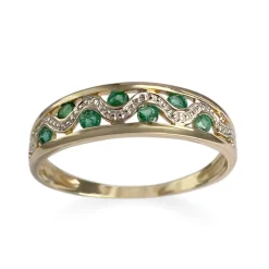 Bague d'occasion  or 750 2 tons émeraudes