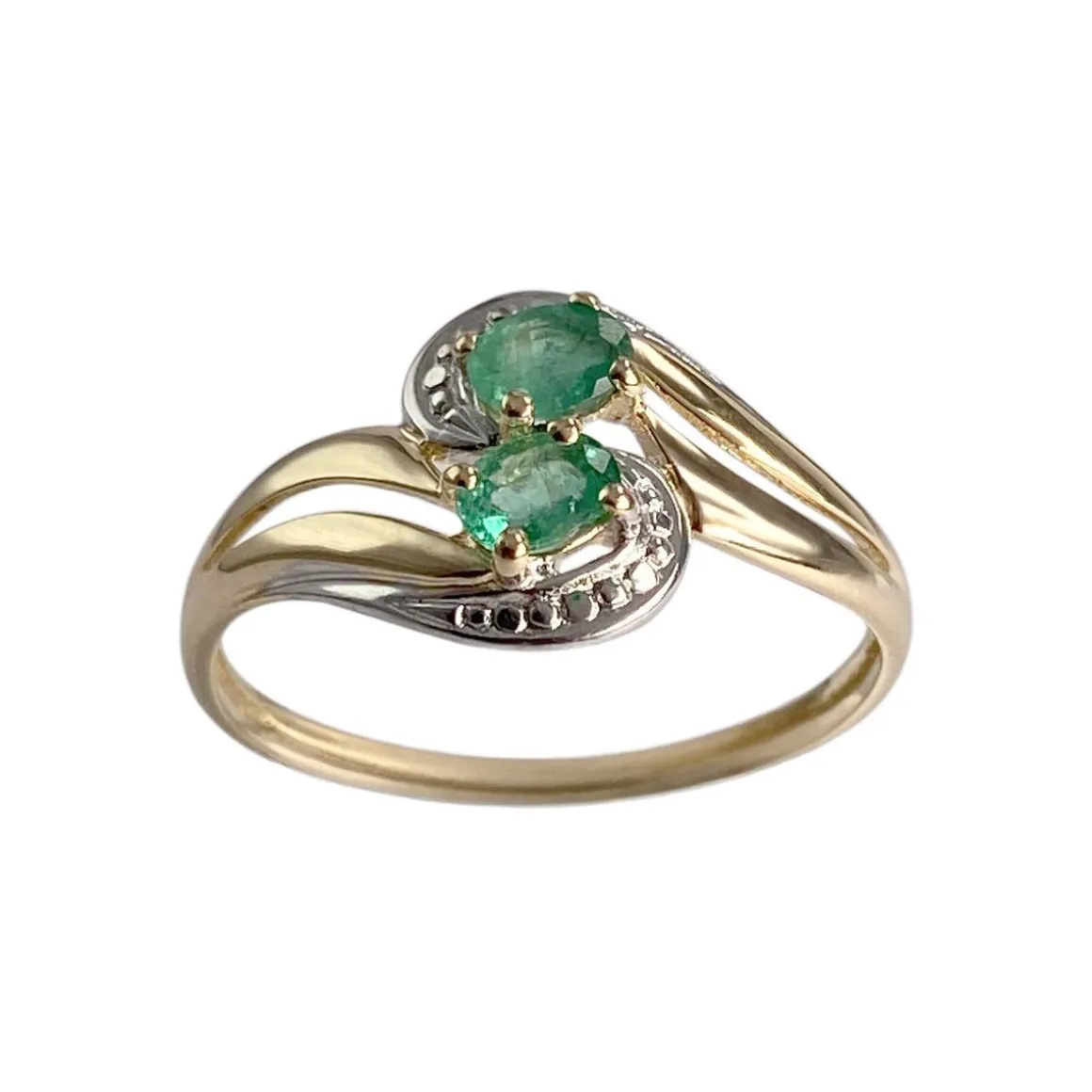 Bague d'occasion or 750 2 tons émeraudes