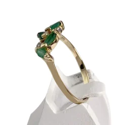 Bague d'occasion or 750 2 tons émeraudes diamants
