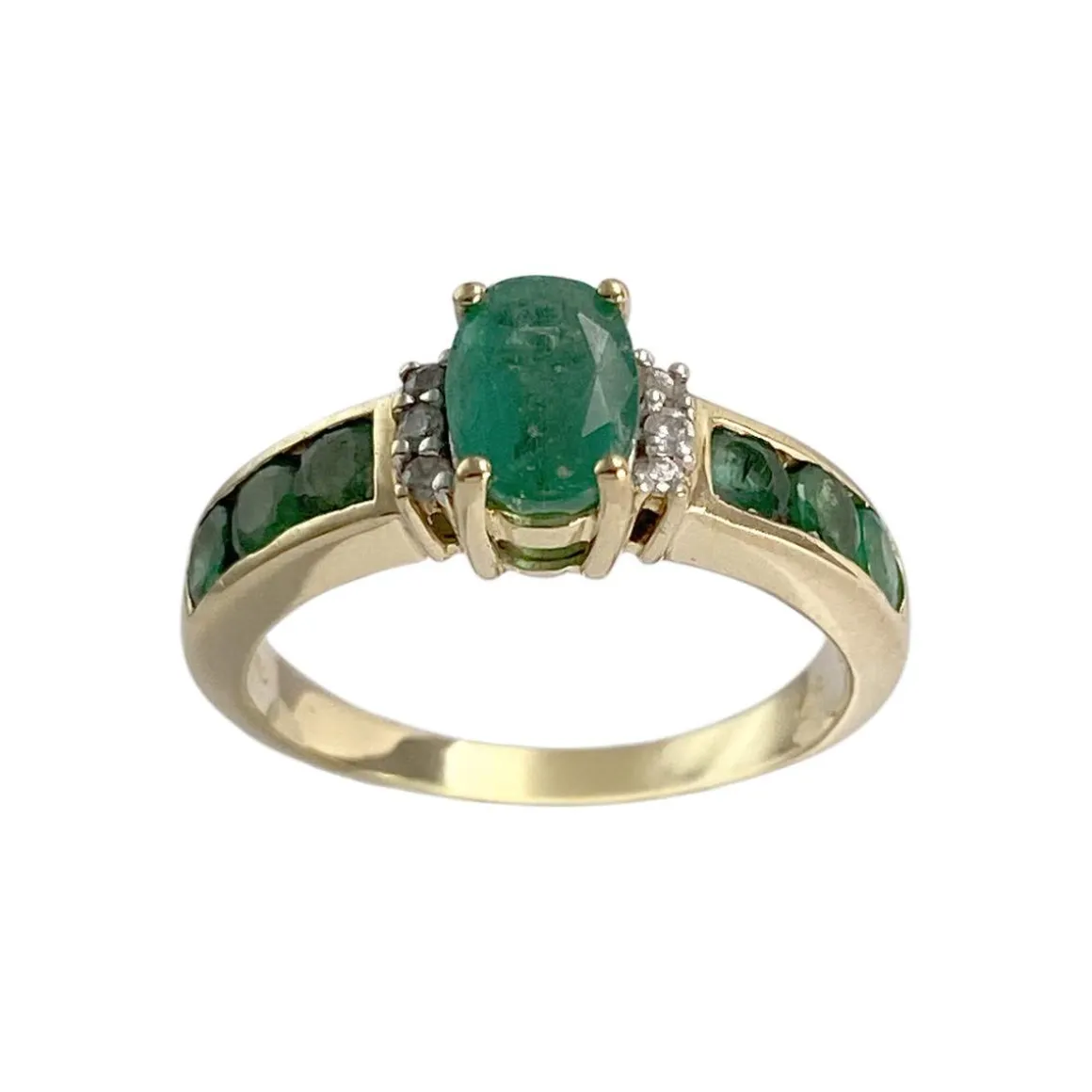 Bague d'occasion or 750 2 tons émeraudes diamants