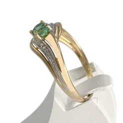 Bague d'occasion or 2 tons 750 émeraude diamant