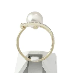 Bague d'occasion or 750 2 tons perle de culture du Japon et diamants