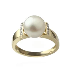 Bague d'occasion or 750 2 tons perle de culture diamants