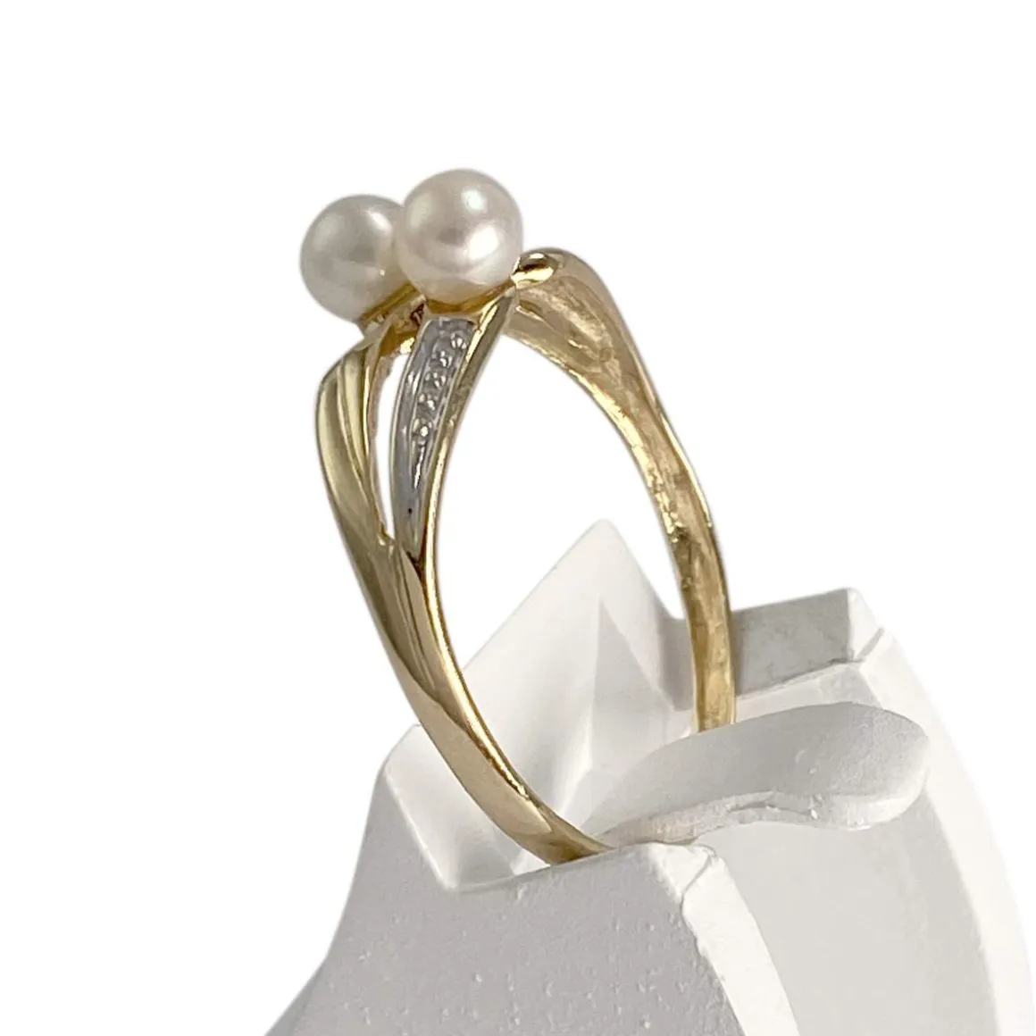 Bague d'occasion or 750 2 tons perles de culture