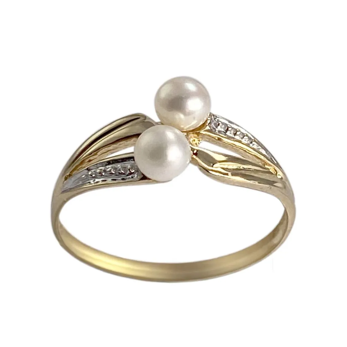 Bague d'occasion or 750 2 tons perles de culture