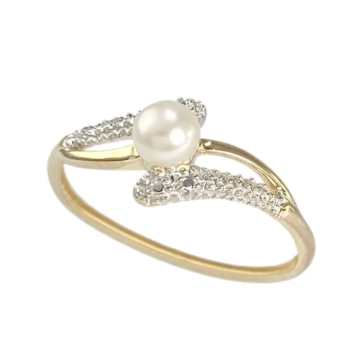 Bague d'occasion or 750 2 tons perle de culture de Chine