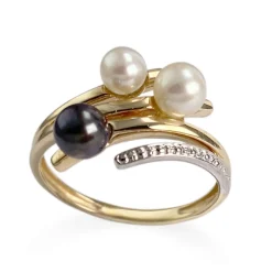 Bague d'occasion or 750 2 tons perle d'eau douce