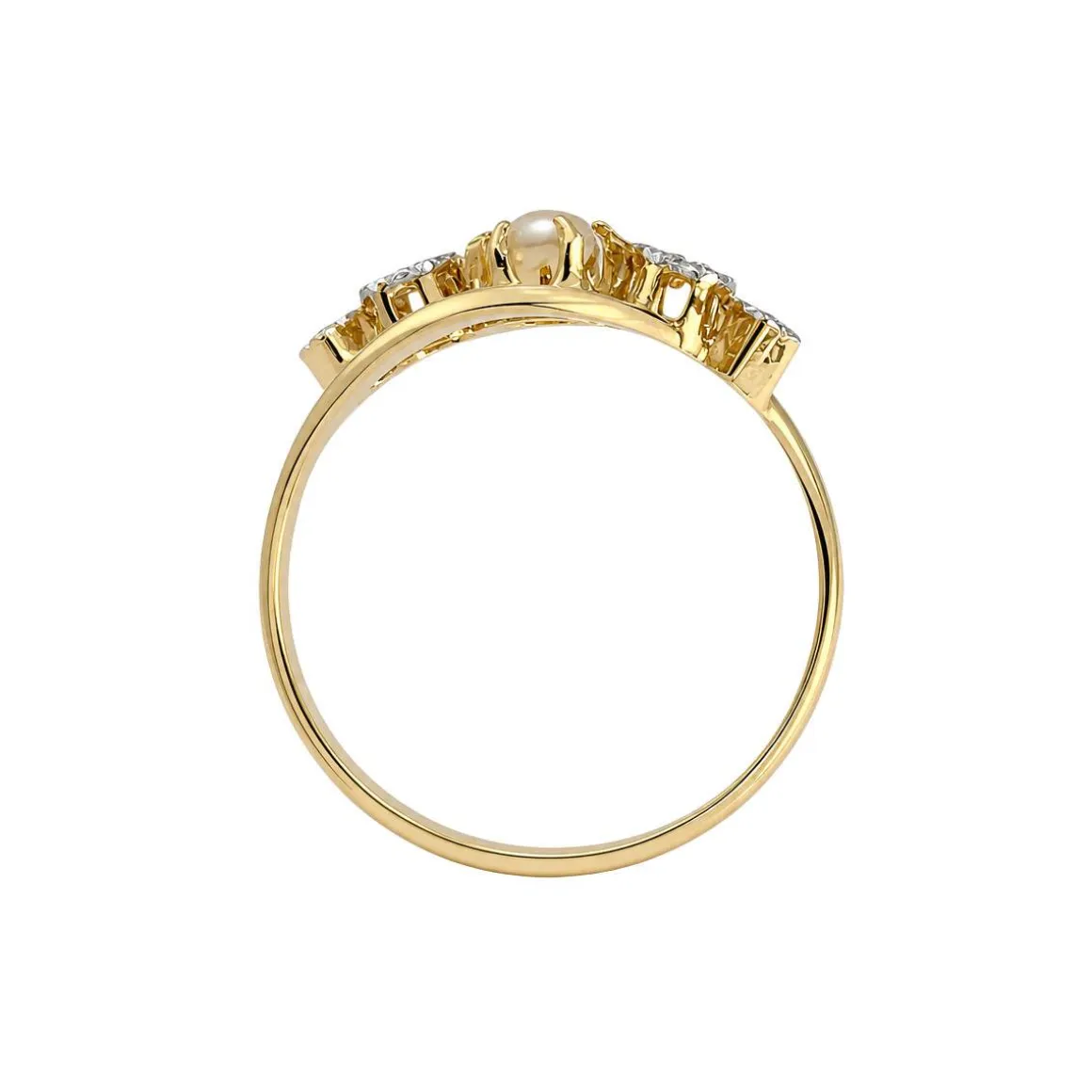 Bague d'occasion or 750 2 tons perle fine diamants