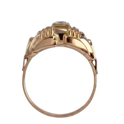 Bague d'occasion  or 750 2 tons pierre blanche synthétique