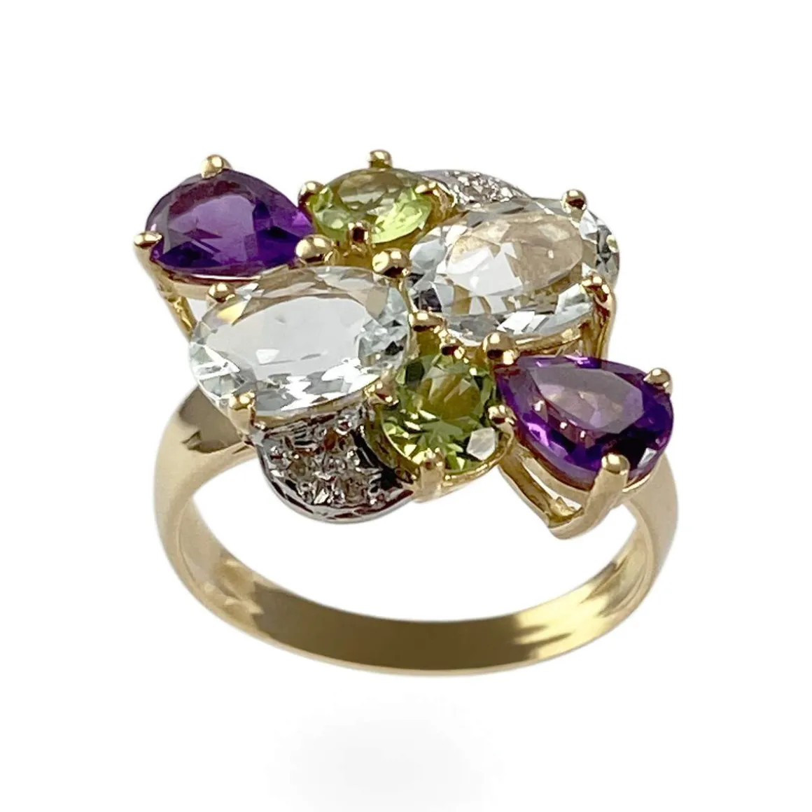 Bague d'occasion or 750 2 tons pierres fines