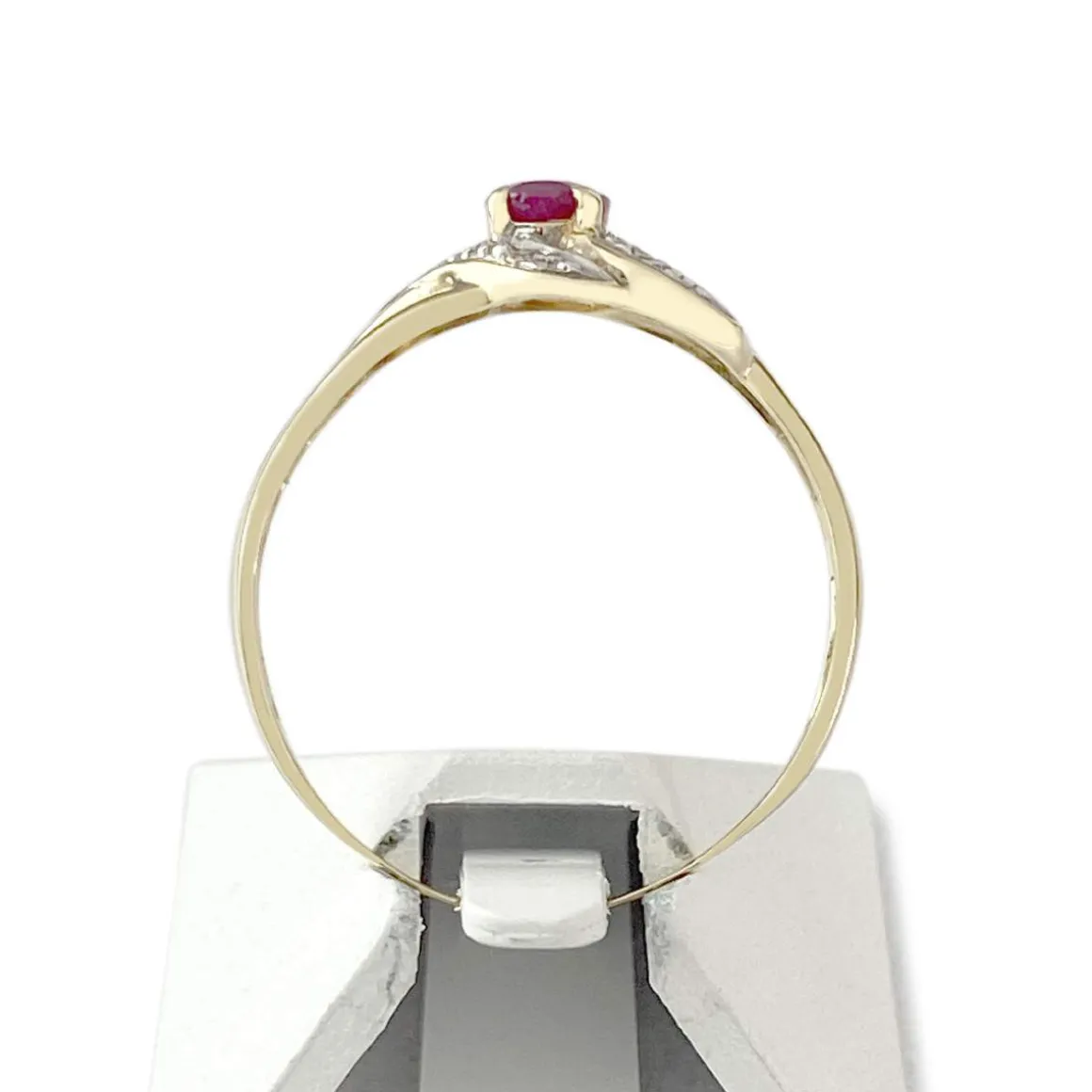 Bague d'occasion or 750 2 tons rubis diamants