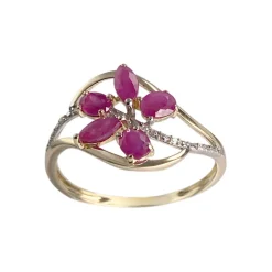 Bague d'occasion or 375 2 tons rubis diamant