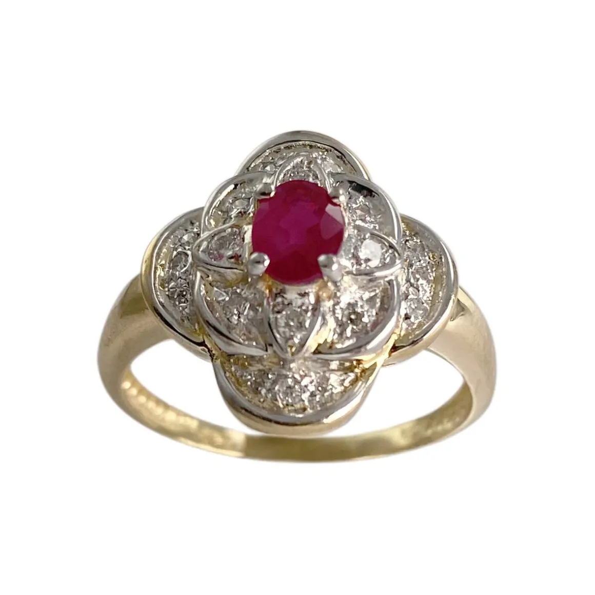 Bague d'occasion or 750 2 tons rubis diamants