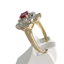 Bague d'occasion or 750 2 tons rubis diamants