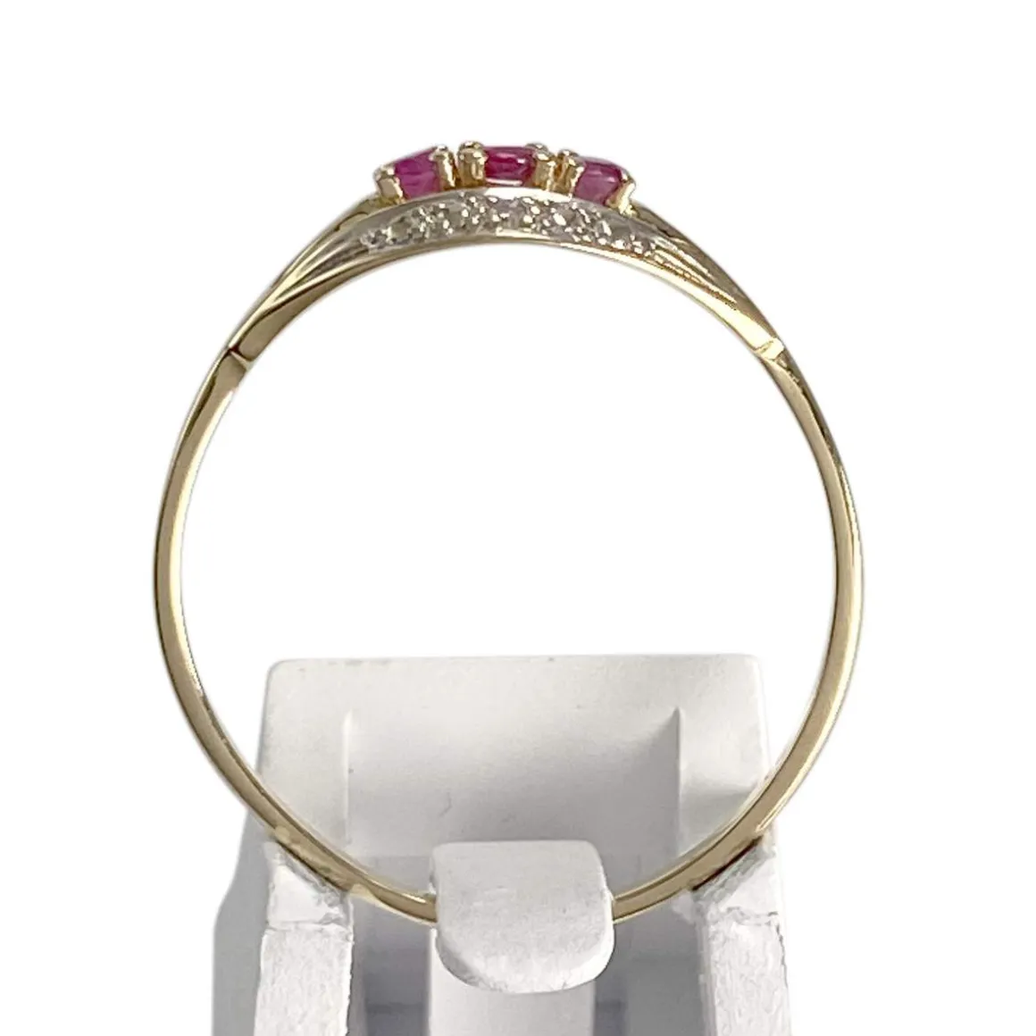 Bague d'occasion or 750 2 tons rubis diamant