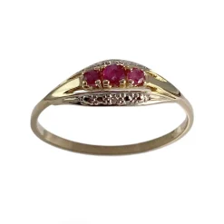Bague d'occasion or 750 2 tons rubis diamant