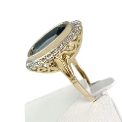 Bague d'occasion or 750 2 tons saphir diamants