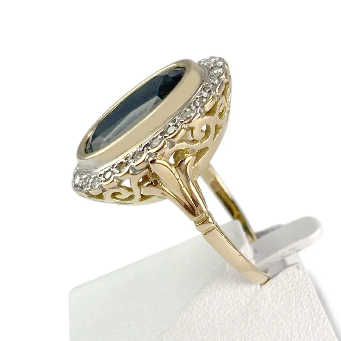 Bague d'occasion or 750 2 tons saphir diamants