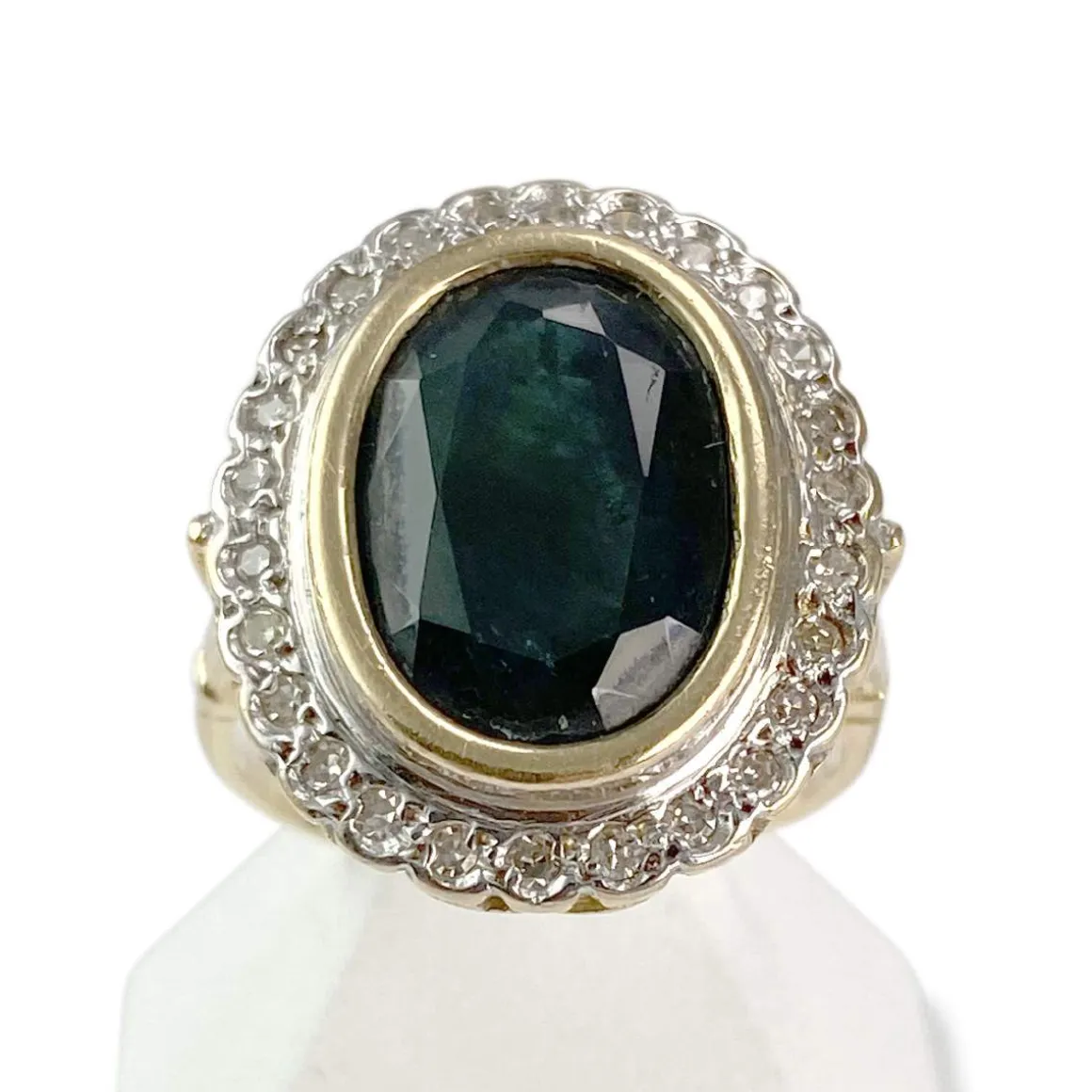 Bague d'occasion or 750 2 tons saphir diamants