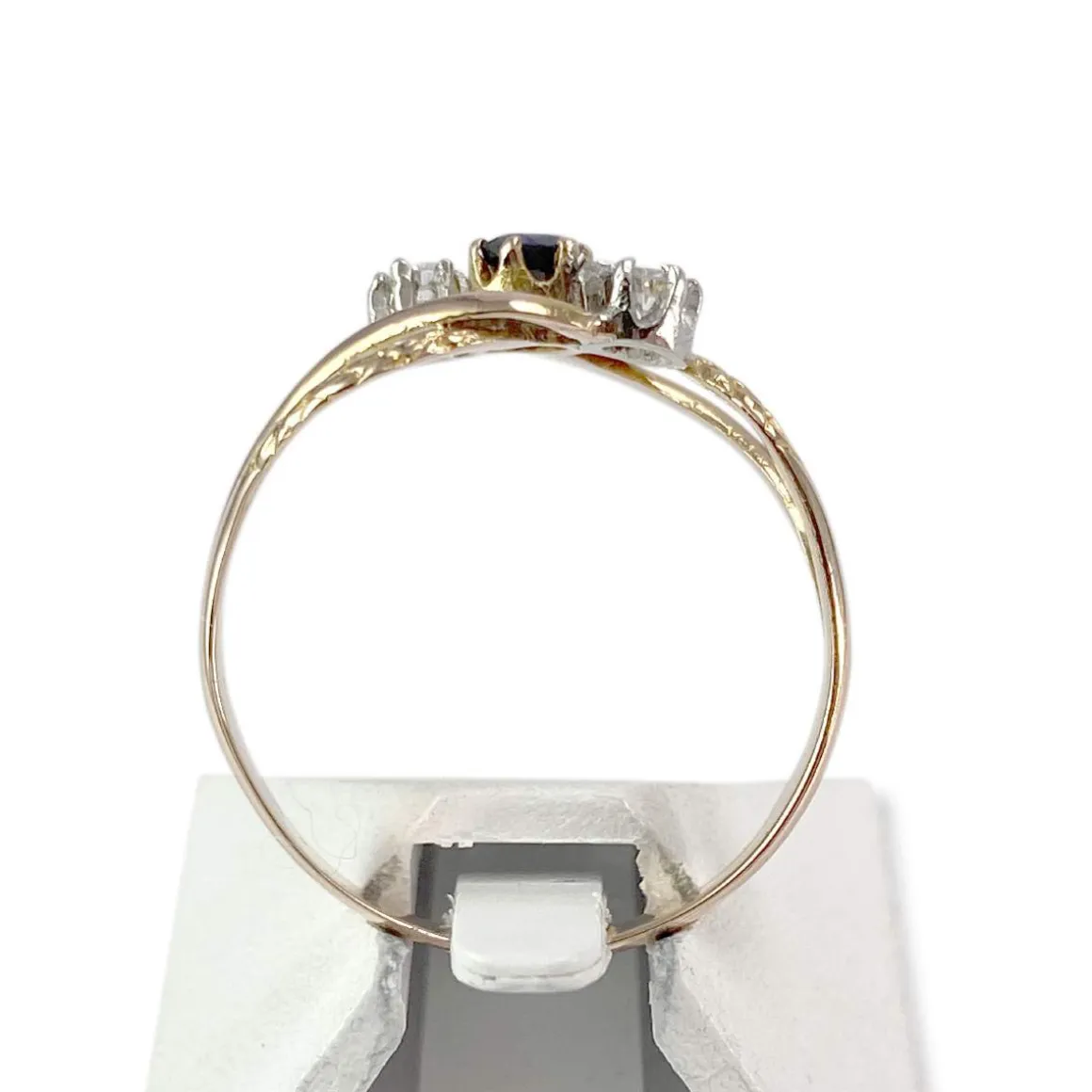 Bague d'occasion or 750 2 tons saphir diamants