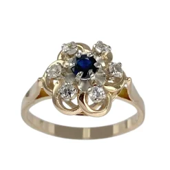 Bague d'occasion or 750 2 tons saphir spinelles synthétiques