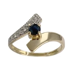 Bague d'occasion or 2 tons 750 saphir
