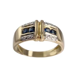 Bague d'occasion  or 750 2 tons saphirs