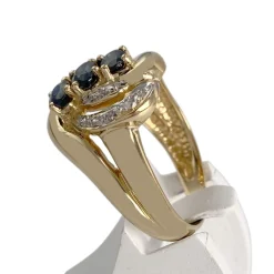 Bague d'occasion  or 2 tons 750 saphir diamant