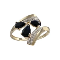 Bague d'occasion or 375 2 tons saphir diamant