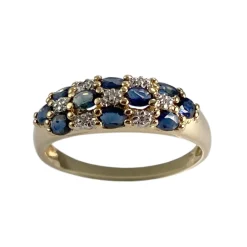 Bague d'occasion or 750 2 tons saphir diamant