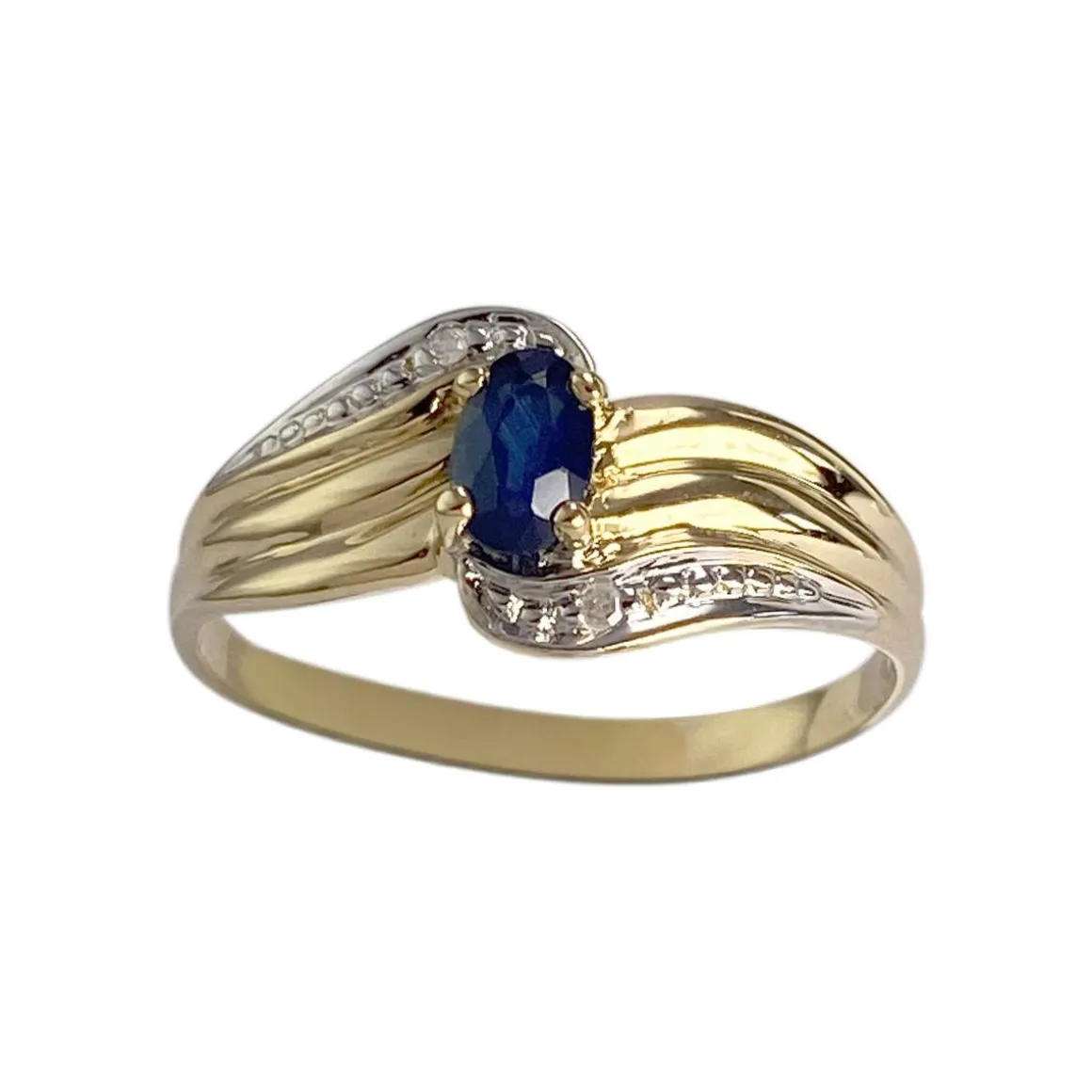 Bague d'occasion or 750 2 tons saphir, diamants