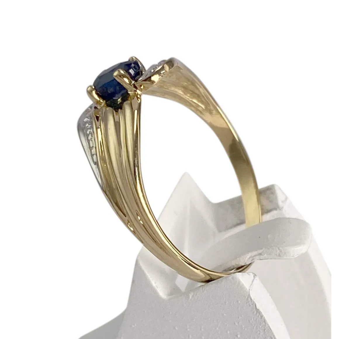 Bague d'occasion or 750 2 tons saphir, diamants