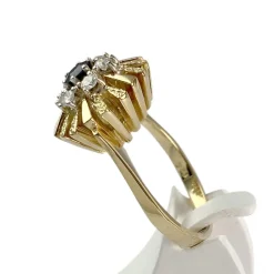 Bague d'occasion or 750 2 tons saphir, diamants