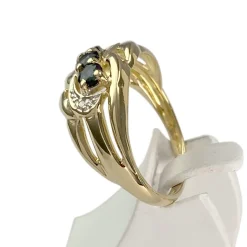 Bague d'occasion  or 750 2 tons saphirs, diamants