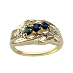 Bague d'occasion  or 750 2 tons saphirs, diamants