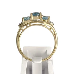 Bague d'occasion or 750 2 tons topazes bleues traitées diamants