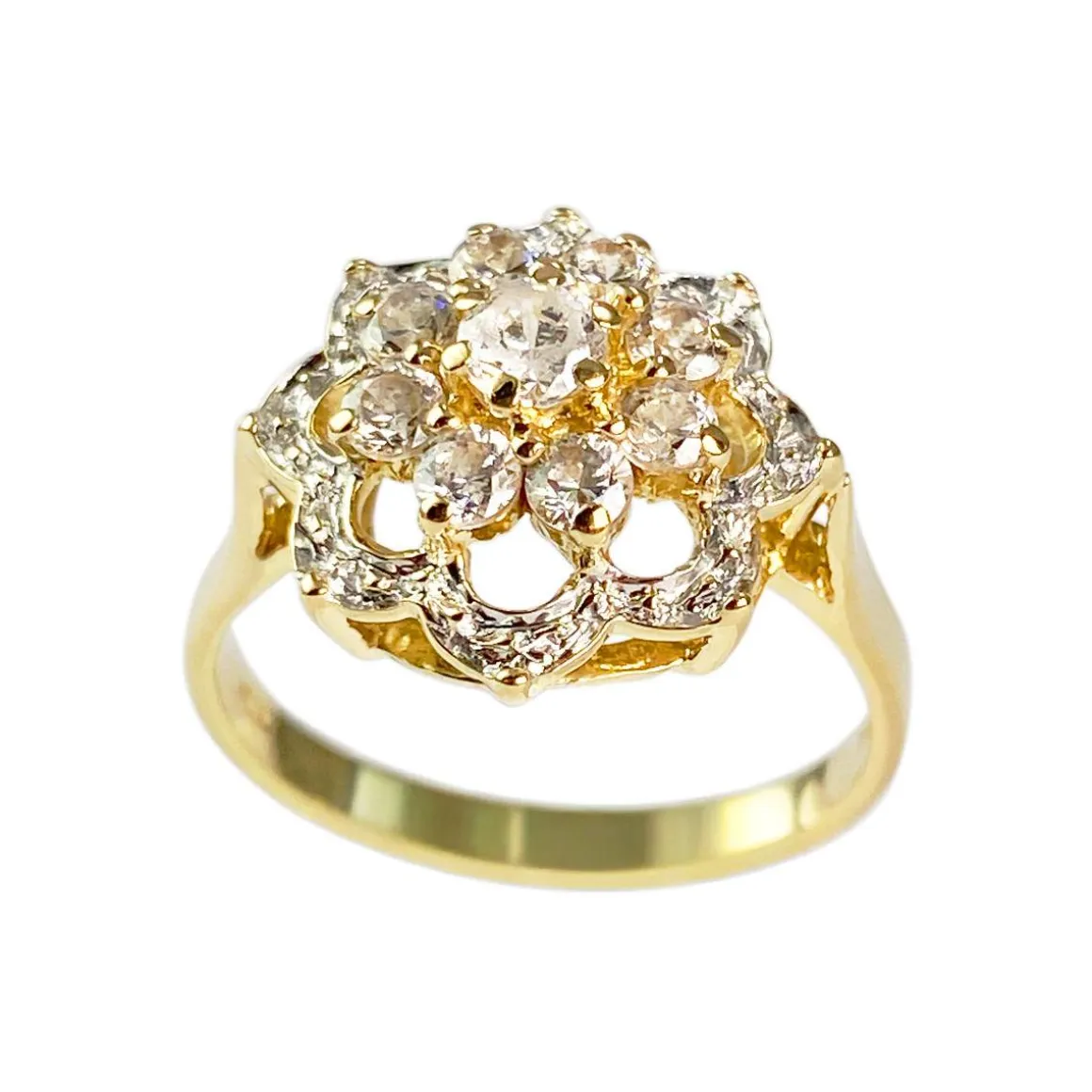 Bague d'occasion or 750 2 tons zirconias