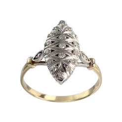 Bague d'occasion 2 tons or 750 marquise diamants