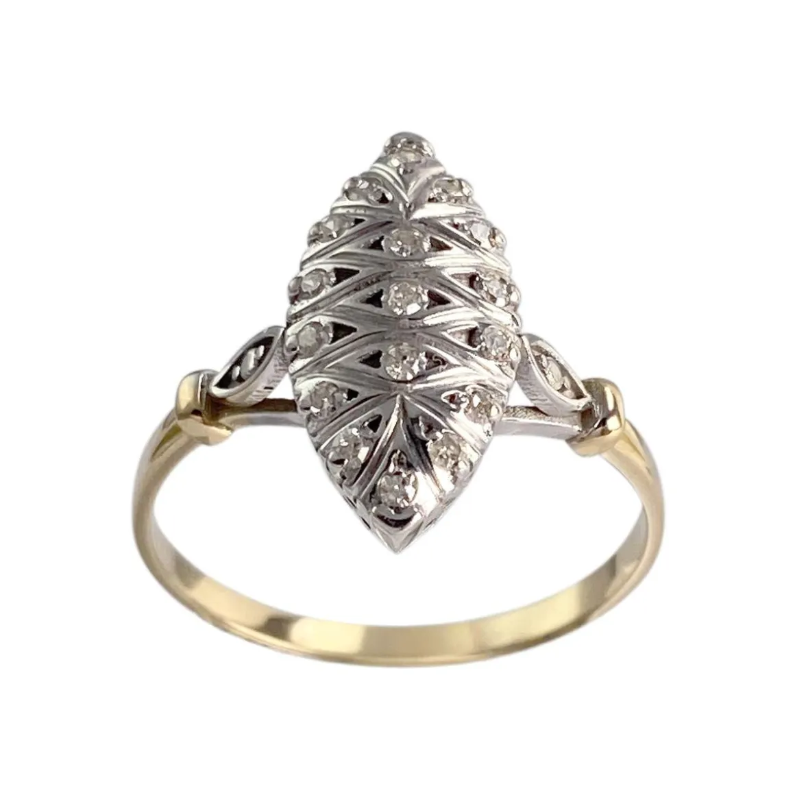 Bague d'occasion 2 tons or 750 marquise diamants